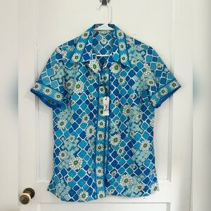 Vintage 1970s Alex Colman Mod Print Shirt UNISEX Size M